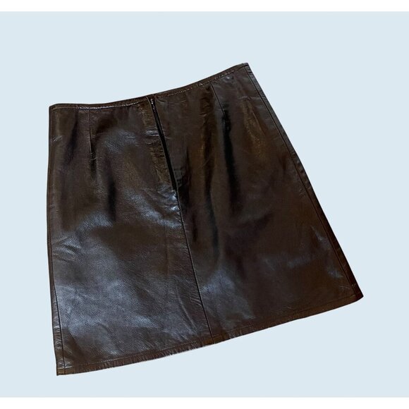Vintage VERA PELLE Black Faux Leather Mini Skirt Punk Goth Size 26 / 2 - Picture 5 of 8